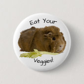 Adorable Ginger Guinea Pig Eating Celery Foto Button (Vorderseite)