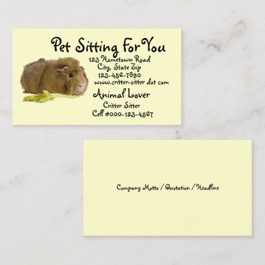 Adorable Ginger Guinea Pig Fotovorlage Visitenkarte (Vorne/Hinten)