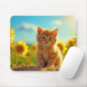 Adorable Ginger Kitten im Feld der Sonnenblumen Mousepad (Mit Mouse)