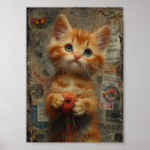 Adorable Ginger Kitten mit Garnkollektion Poster (Vorne)