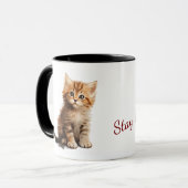 Adorable Ginger Kitten "Stay Pawsitive" Two-Tone Tasse (Vorderseite Links)