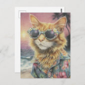 Adorable Ginger Kitty in Sonnenbrille Postkarte (Vorne/Hinten)