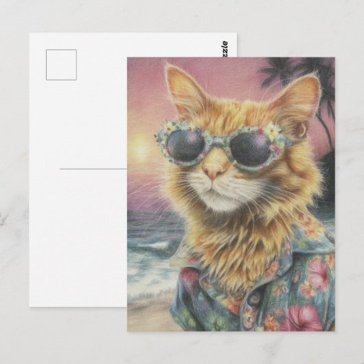 Adorable Ginger Kitty in Sonnenbrille Postkarte (Vorne/Hinten)