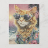 Adorable Ginger Kitty in Sonnenbrille Postkarte (Vorderseite)
