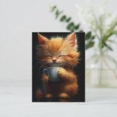 Adorable Ginger Kitty mit Kaffee Postkarte (Stehend Vorderseite)
