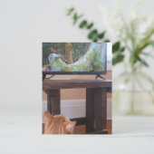 adorable ginger kitty watching TV Postkarte (Stehend Vorderseite)