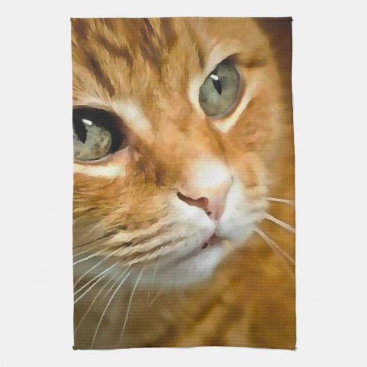 Adorable Ginger Tabby Cat Posing Pet Portrait Geschirrtuch (Vertikal)