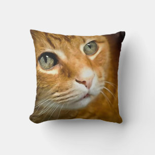 Adorable Ginger Tabby Cat Posing Pet Portrait Kissen