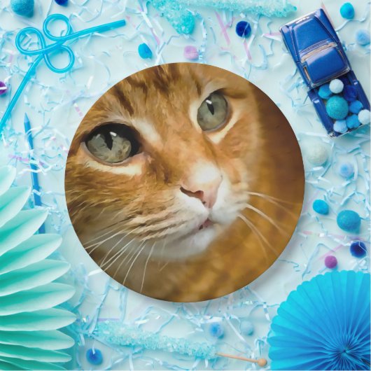 Adorable Ginger Tabby Cat Posing Pet Portrait Pappteller (Party)