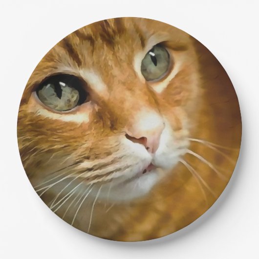 Adorable Ginger Tabby Cat Posing Pet Portrait Pappteller (Vorderseite)