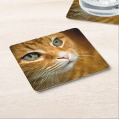 Adorable Ginger Tabby Cat Posing Pet Portrait Rechteckiger Pappuntersetzer (angewinkelt)