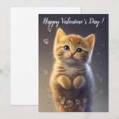 Adorable Ginger Tabby Valentine's Kitten Feiertagskarte (Vorne/Hinten)