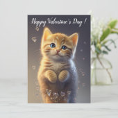 Adorable Ginger Tabby Valentine's Kitten Feiertagskarte (Stehend Vorderseite)