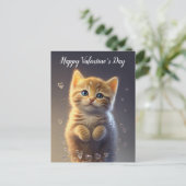 Adorable Ginger Tabby Valentine's Kitten Postkarte (Stehend Vorderseite)