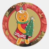 Adorable Gingerbread Lady Weihnachten Runder Aufkleber (Vorderseite)