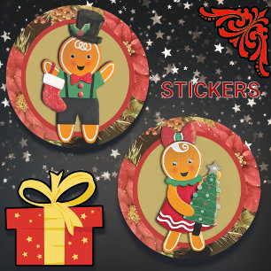 Adorable Gingerbread Lady Weihnachten Runder Aufkleber