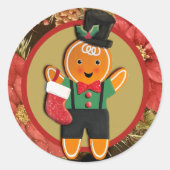 Adorable Gingerbread Mann Weihnachten Runder Aufkleber (Vorderseite)