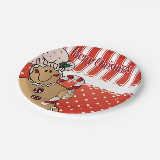 Adorable Gingerbread Mann Weihnachtsspass Pappteller (Schrägansicht)
