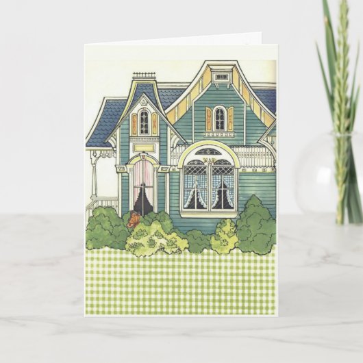 Adorable Gingham Alt modische Schlafzimmerpapierpu Karte (Vorderseite)