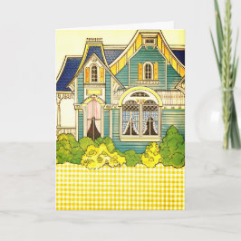 Adorable Gingham Alte Küche, Papierpuppe Karte