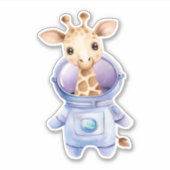 Adorable Giraffe Astronaut Illustration Classic T- Aufkleber (Vorderseite)
