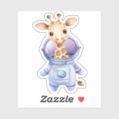 Adorable Giraffe Astronaut Illustration Classic T- Aufkleber (Blatt)