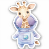 Adorable Giraffe Astronaut Illustration Classic T- Aufkleber (Vorderseite)