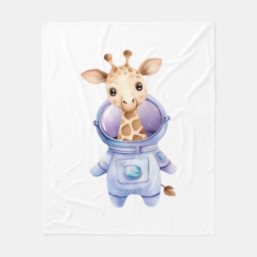 Adorable Giraffe Astronaut Illustration Classic T- Fleecedecke (Vorderseite)