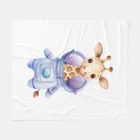 Adorable Giraffe Astronaut Illustration Classic T- Fleecedecke (Vorderseite (Horizontal))