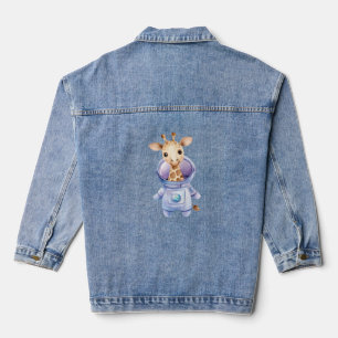 Adorable Giraffe Astronaut Illustration Classic T- Jeansjacke