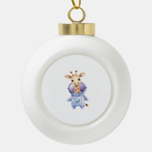 Adorable Giraffe Astronaut Illustration Classic T- Keramik Kugel-Ornament