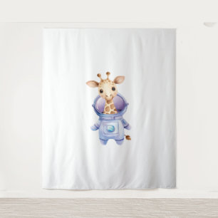 Adorable Giraffe Astronaut Illustration Classic T- Wandteppich
