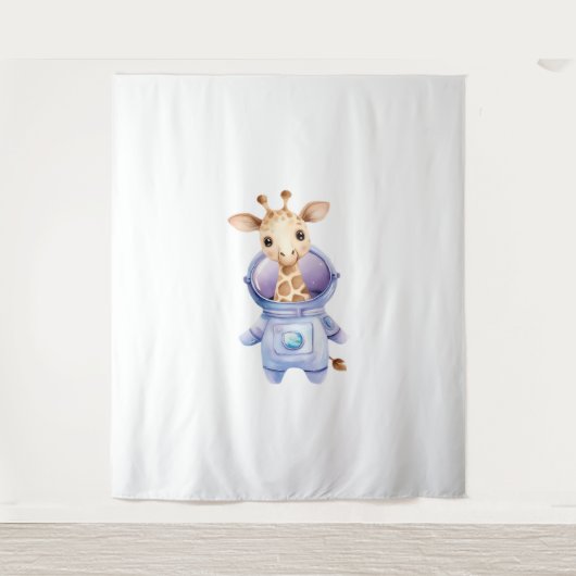 Adorable Giraffe Astronaut Illustration Classic T- Wandteppich (Vorderseite)