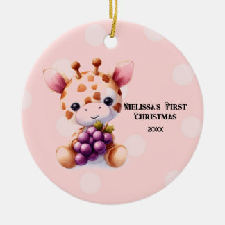 Adorable Giraffe Baby First Christmas Keramik Ornament