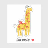Adorable Giraffe & Bird Blume Gelbes Rotes Laptop Aufkleber (Blatt)