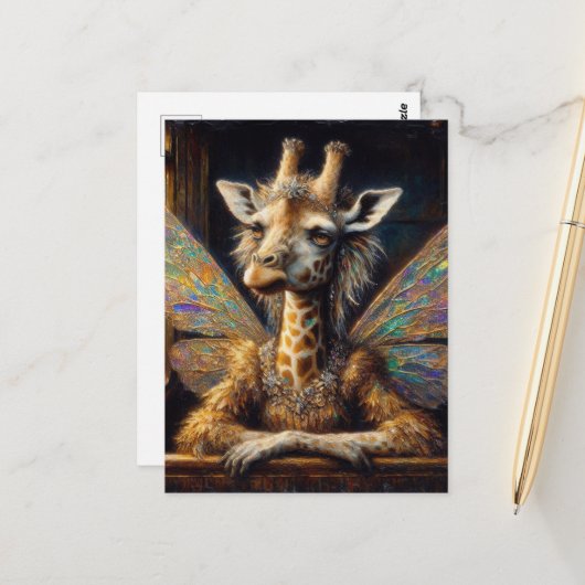 Adorable Giraffe Fairy Postkarte (Vorderseite/Rückseite Beispiel)