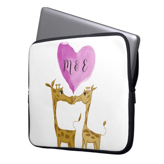 Adorable Giraffe Lovers Laptopschutzhülle (Vorderseite Links)