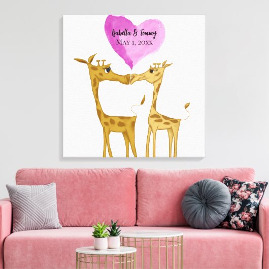 Adorable Giraffe Lovers Leinwanddruck (Insitu (Wohnzimmer))