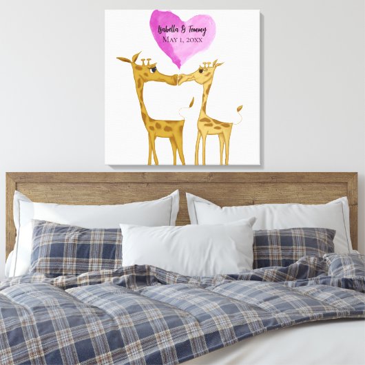 Adorable Giraffe Lovers Leinwanddruck (Insitu (Schlafzimmer))