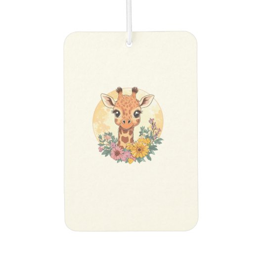 Adorable Giraffe mit Blume _1 Autolufterfrischer (Vorderseite)