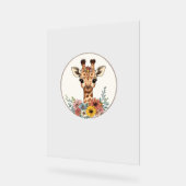 Adorable Giraffe mit Blume Acrylschild (Winkel)
