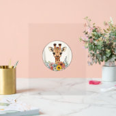 Adorable Giraffe mit Blume Acrylschild (Hochzeit)