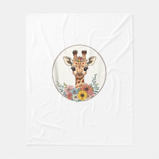 Adorable Giraffe mit Blume Fleecedecke (Vorderseite)