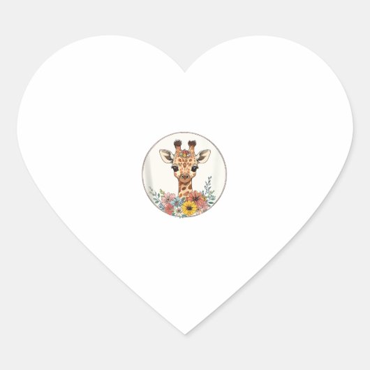 Adorable Giraffe mit Blume Herz-Aufkleber (Vorderseite)