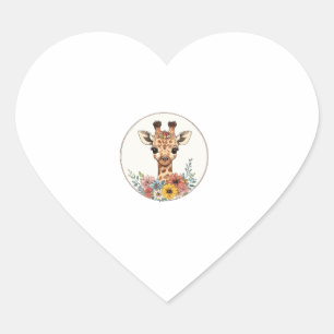 Adorable Giraffe mit Blume Herz-Aufkleber