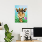Adorable Giraffe mit Blume Poster (Heimbüro)