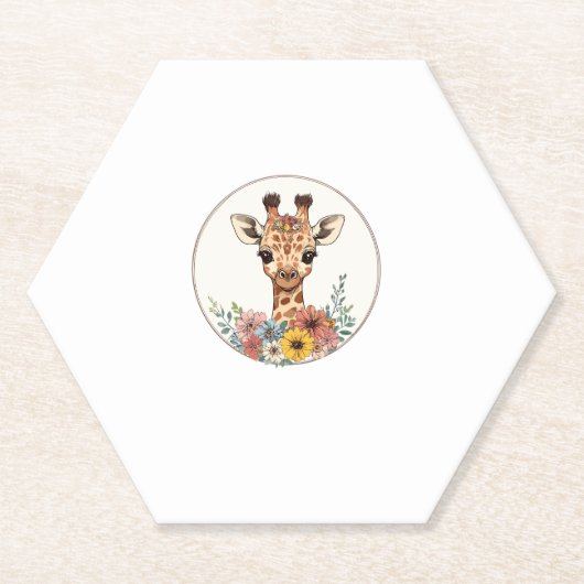 Adorable Giraffe mit Blume Untersetzer (Vorderseite)