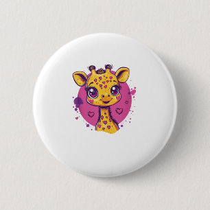 Adorable Giraffe mit Herz-Cartoon-Liebe Button
