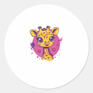 Adorable Giraffe mit Herz-Cartoon-Liebe Runder Aufkleber