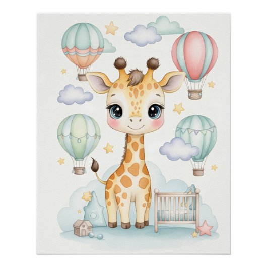 Adorable Giraffe Nursery Room Poster. Poster (Vorderseite)